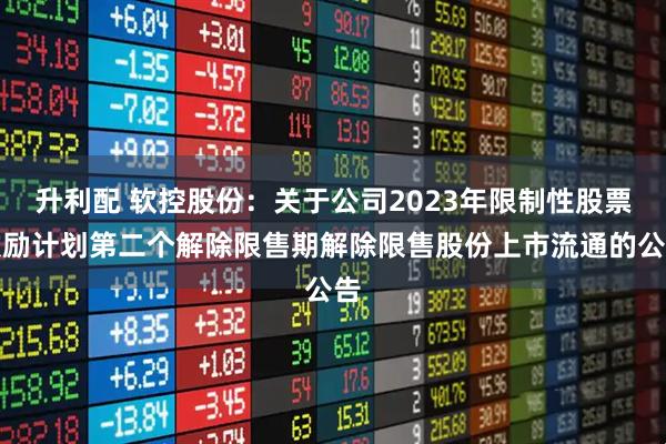 升利配 软控股份：关于公司2023年限制性股票激励计划第二个解除限售期解除限售股份上市流通的公告